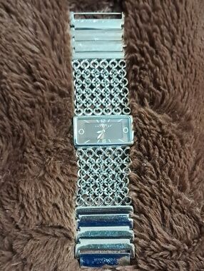 Kenneth Cole Mesh-Link Bracelet Watch with Black Rectangular Dial